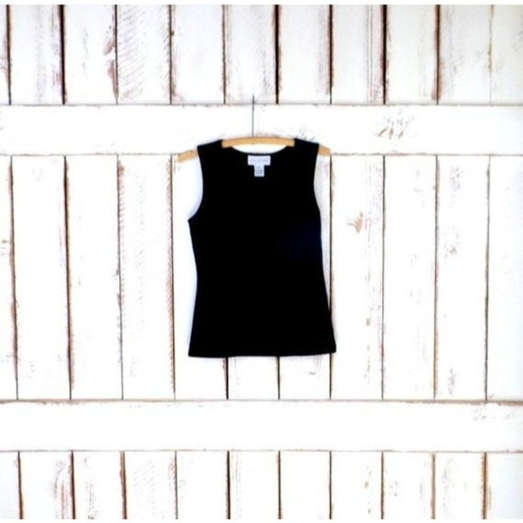 J.G. Hook Tops - 90s vintage black velour velvet shell tank top/sleeveless velvet top/small
